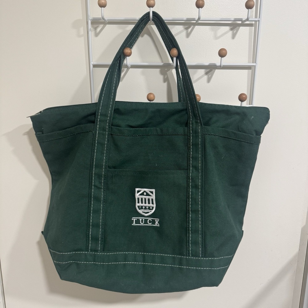 Dartmouth College Tuck Business School Canvas Green Tote Zip Bag
